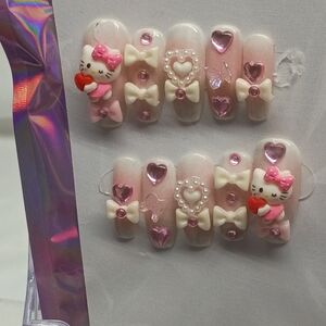 Cute Pink Hello Kitty Nail Set